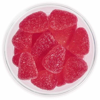 Caramella gusto cigliegia gommosa rossa con zucchero di canna bianco